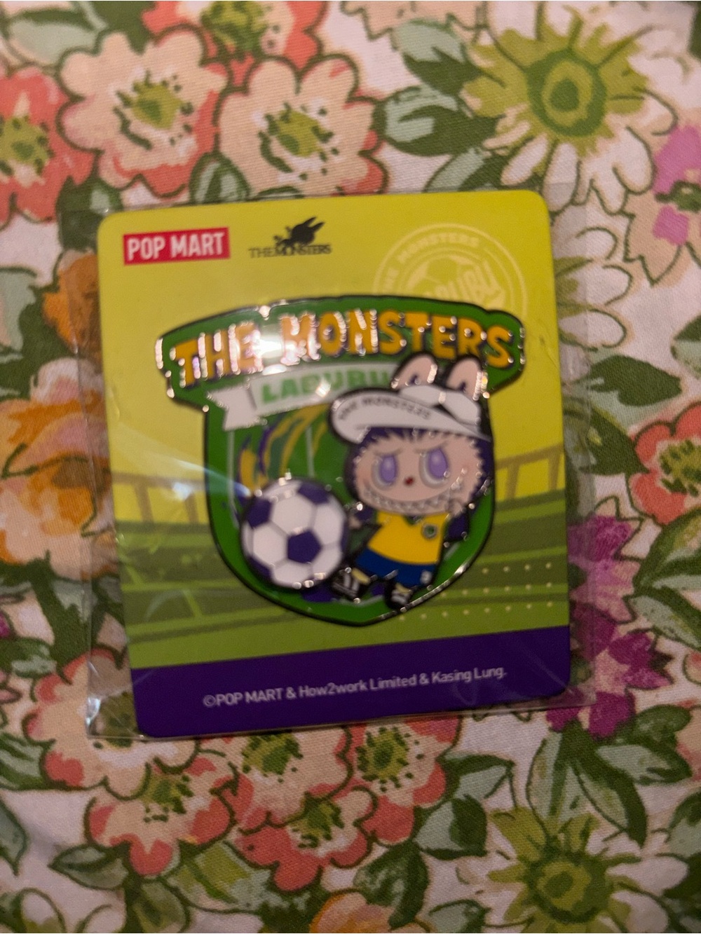 The Monsters Labubu Pin - Green Soccer Design